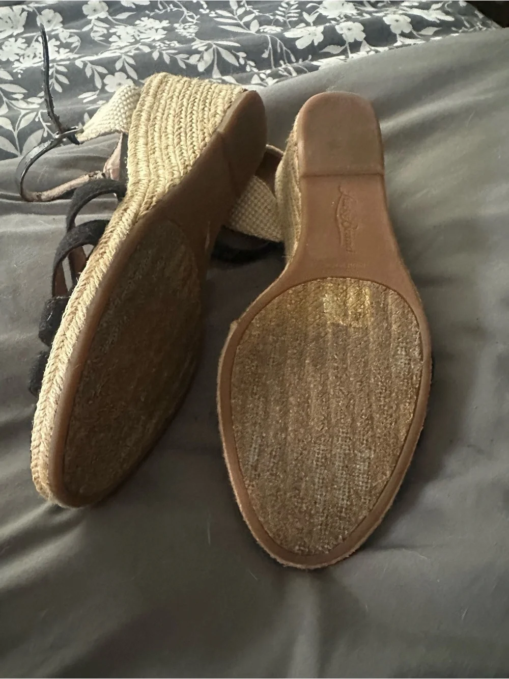 Lucky Brand Black Espadrille Ankle-Strap Wedge Sandals